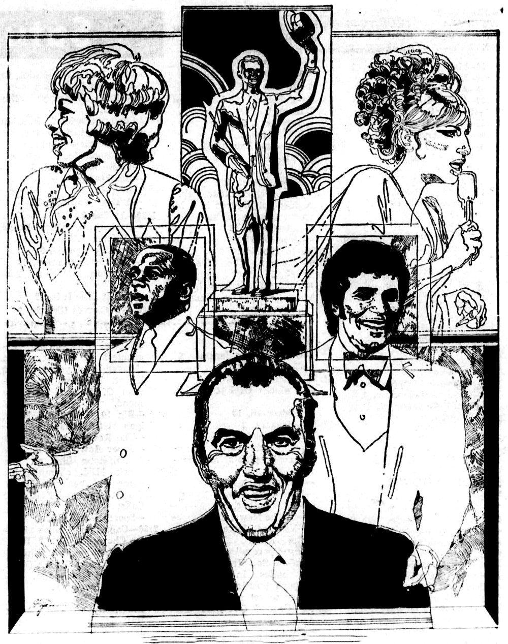 A newspaper TV guide illustration of the 1972 Ed Sullivan Show.