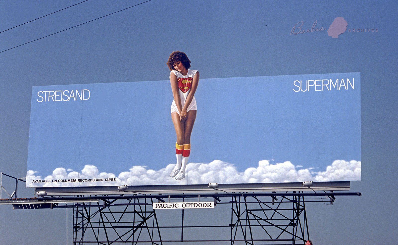 A billboard on the Sunset Strip in L.A. advertising Streisand's Superman album. Photo by: Robert Landau