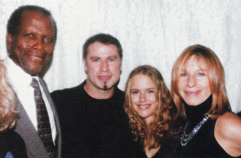Sidney Poitier, John Travolta, Kelly Preston and Streisand backstage in L.A.