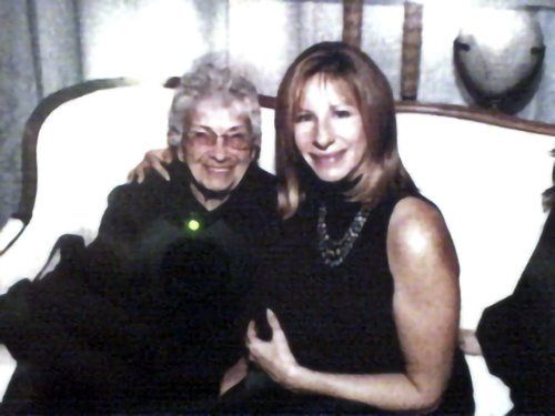 Streisand backstage with Esther Grodin, the woman who gave her the note her father wrote.