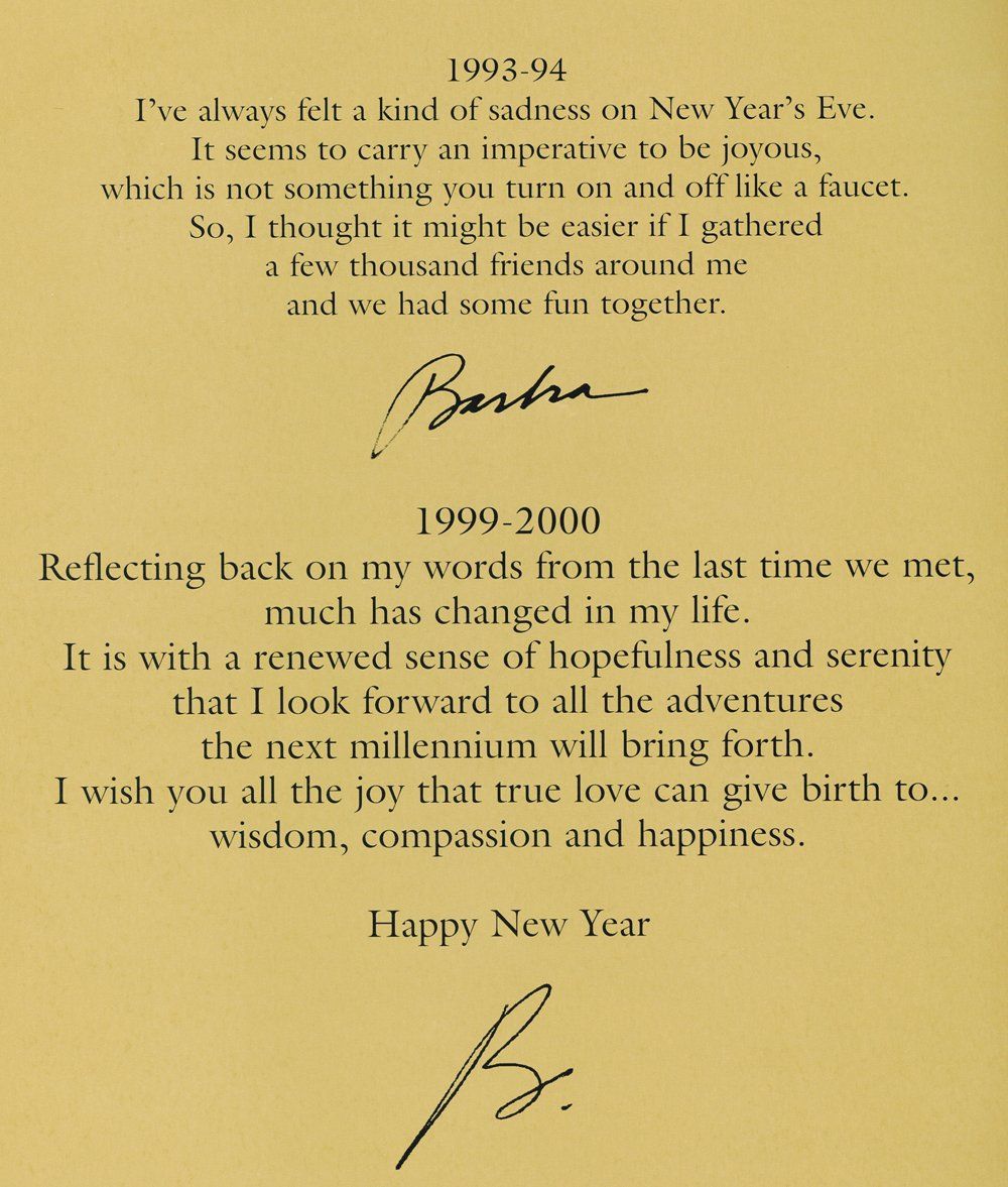 Barbra's note to the audience from the Timeless concert program.