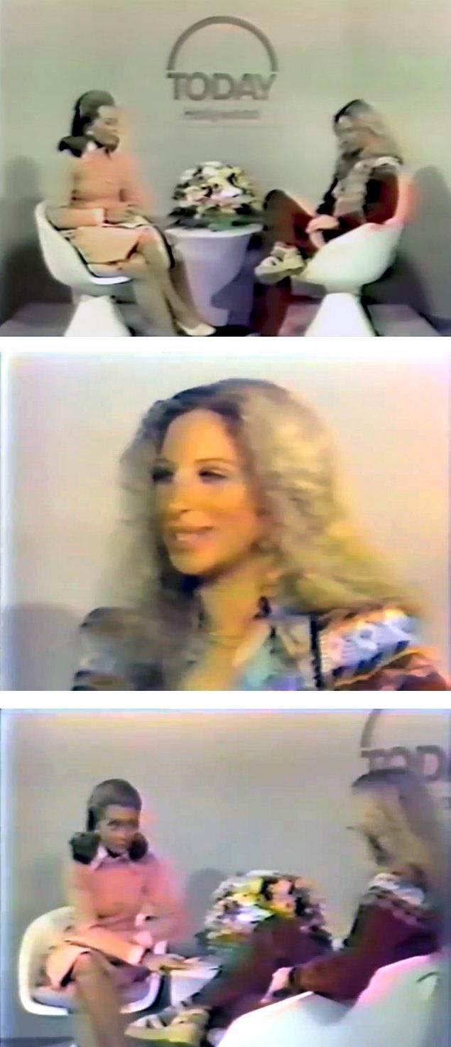 Barbara Walters interviews Barbra Streisand in 1975.