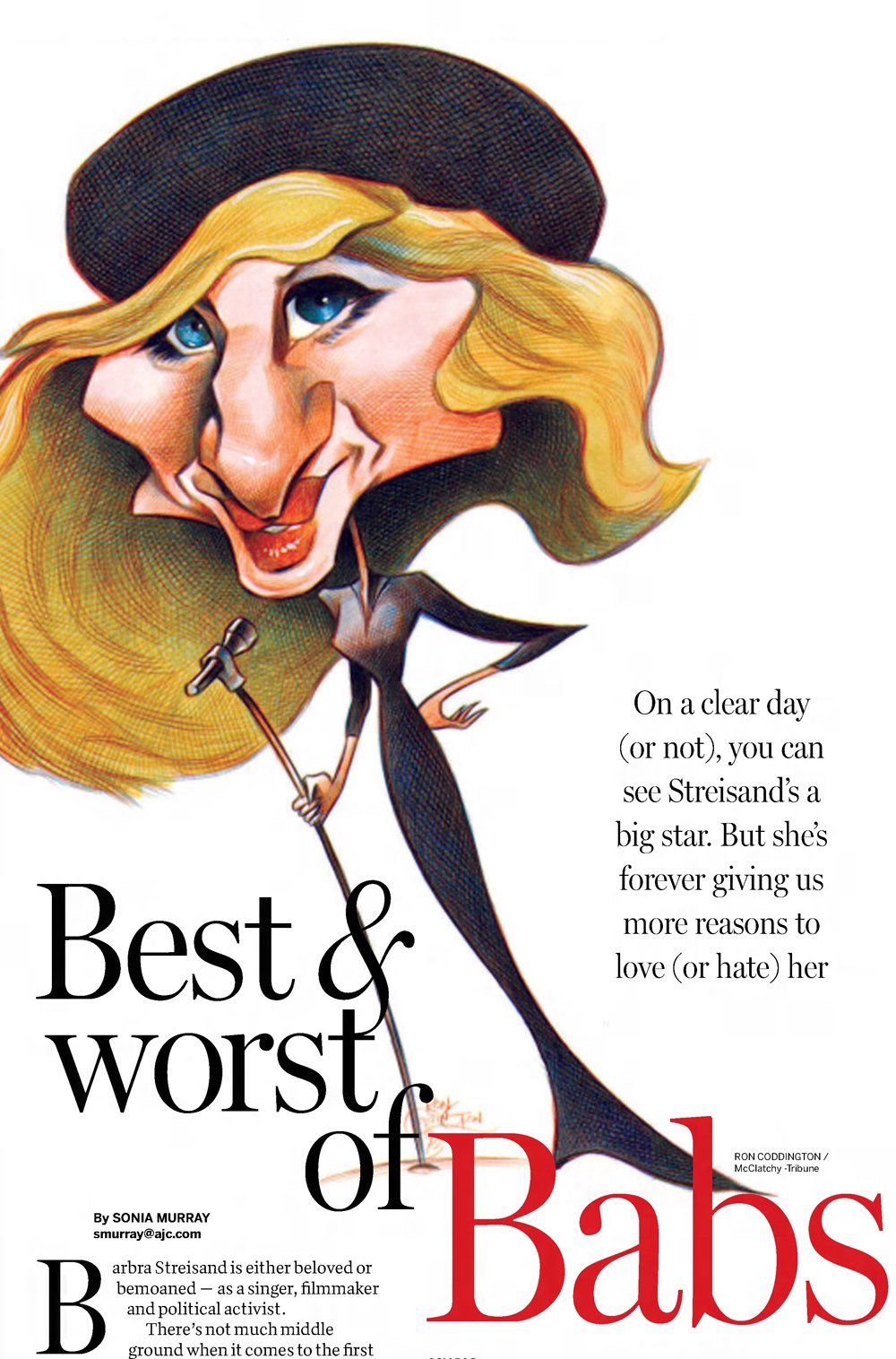 Atlanta newspaper illustration and story about Streisand.