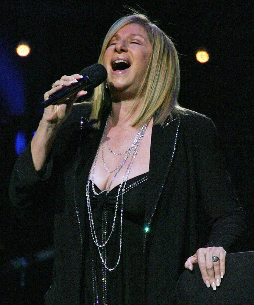 Photo of Streisand on stage in Atlantic City, New Jersey. Photo by Tom Briglia