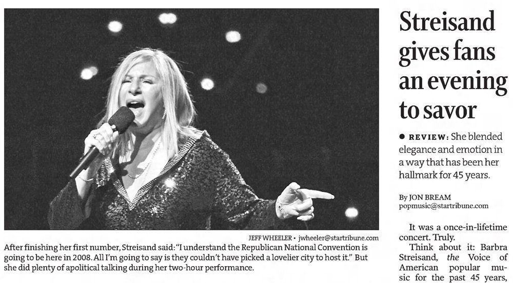 St. Paul newspaper review: Streisand gives fans an evening to savor