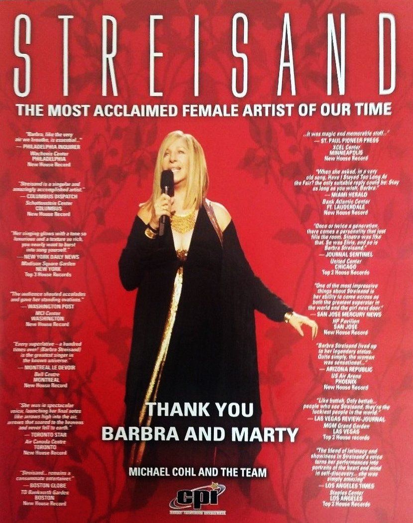 Concert promoter Michael Cohl's “thank you” full page ad