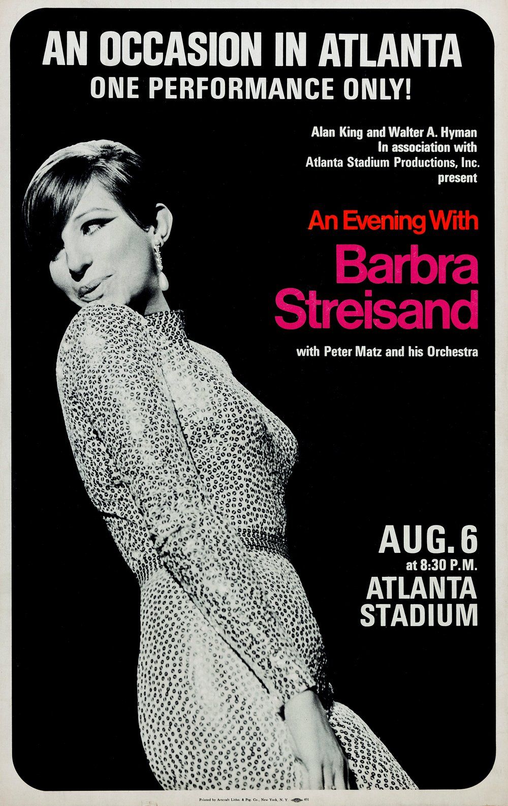 Color poster for Streisand's 1966 concert in Atlanta