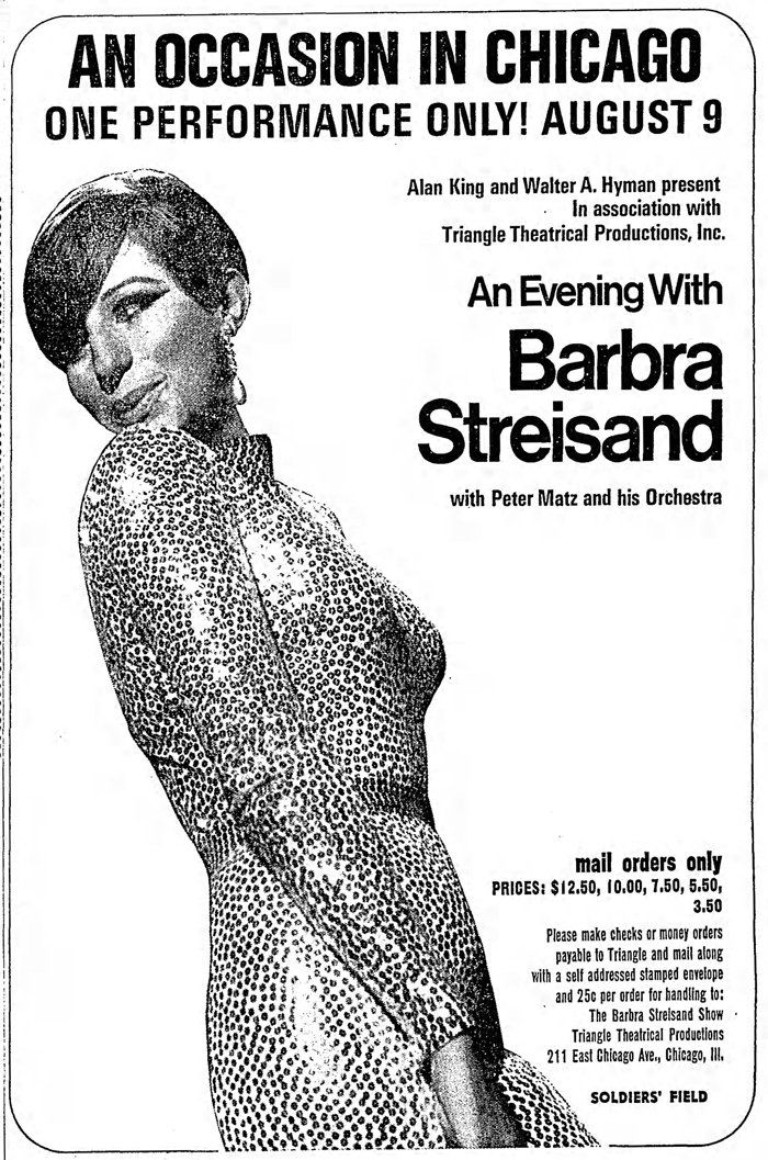 Newspaper ad for Streisand's 1966 concert in Chicago.