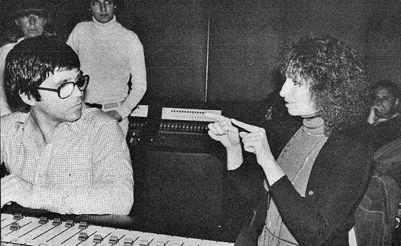 Streisand in the recording studio, 1977.