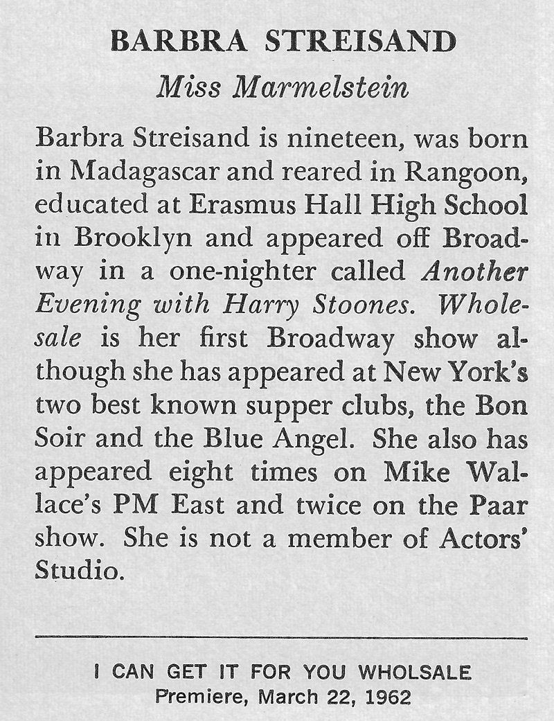 Streisand bio in the Playbill