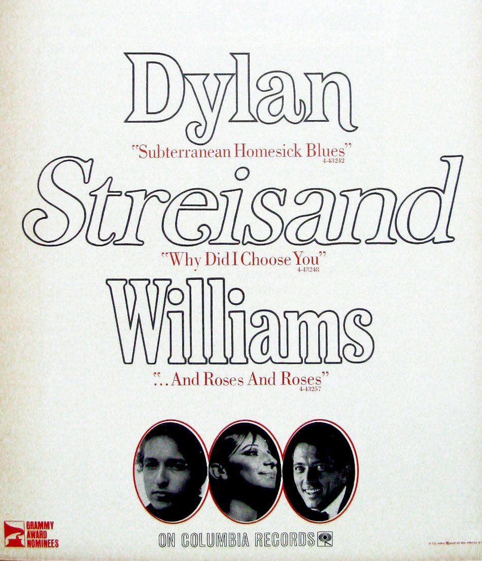 Columbia Records ad for Dylan, Streisand and Andy Williams.
