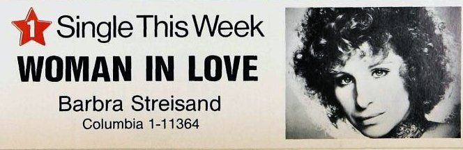 Ad announcing that Woman in Love is the #1 Single This Week