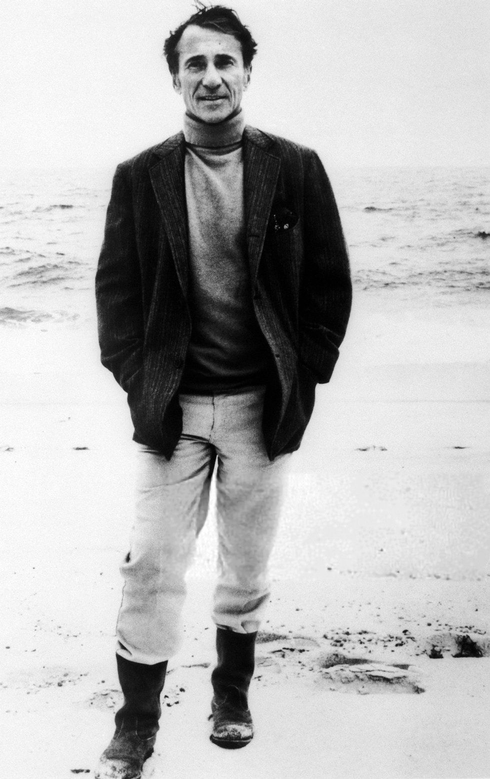Photo of Arthur Laurents on the beach.