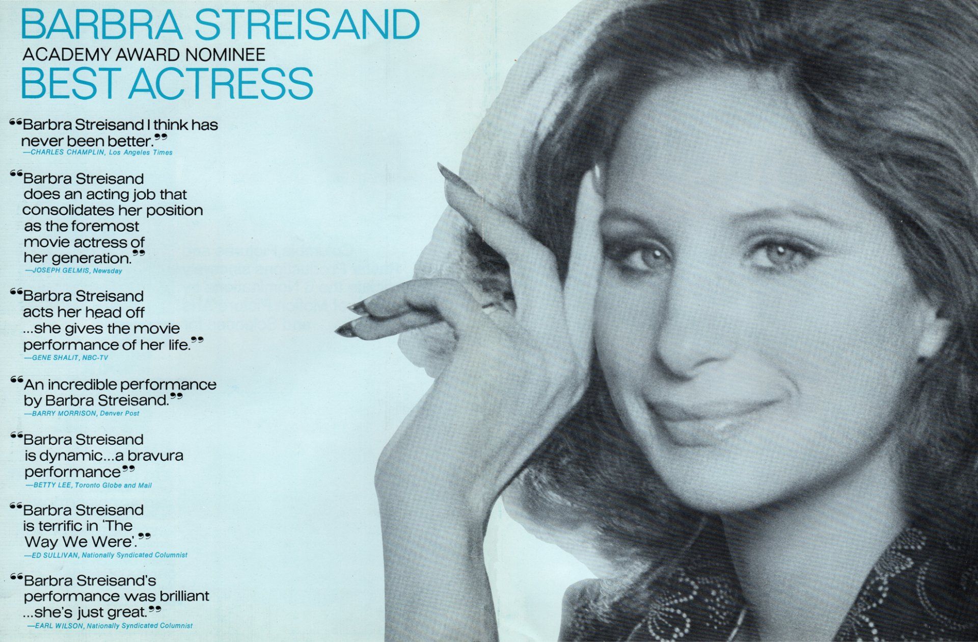 Industry ad for Barbra Streisand for Best Actress Nominee
