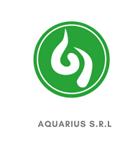 Un logotipo en blanco y negro para drogueria aquarius sobre un fondo blanco.