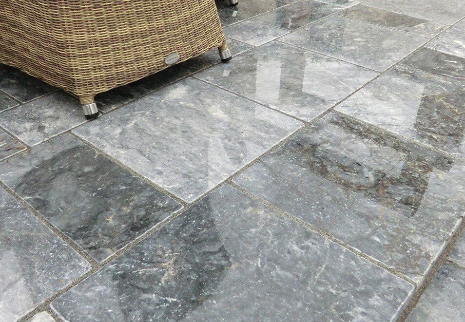 Polished marble paving