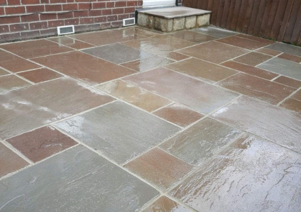 Garden paving using Indian stone for a patio in Kirkstall, Leeds