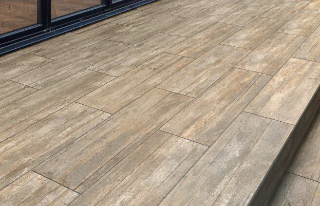 wood effect porcelain paving