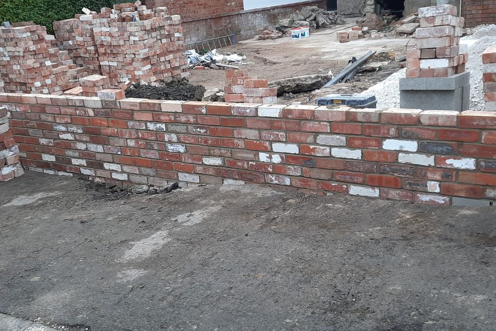 Installation of a brick retaining wall