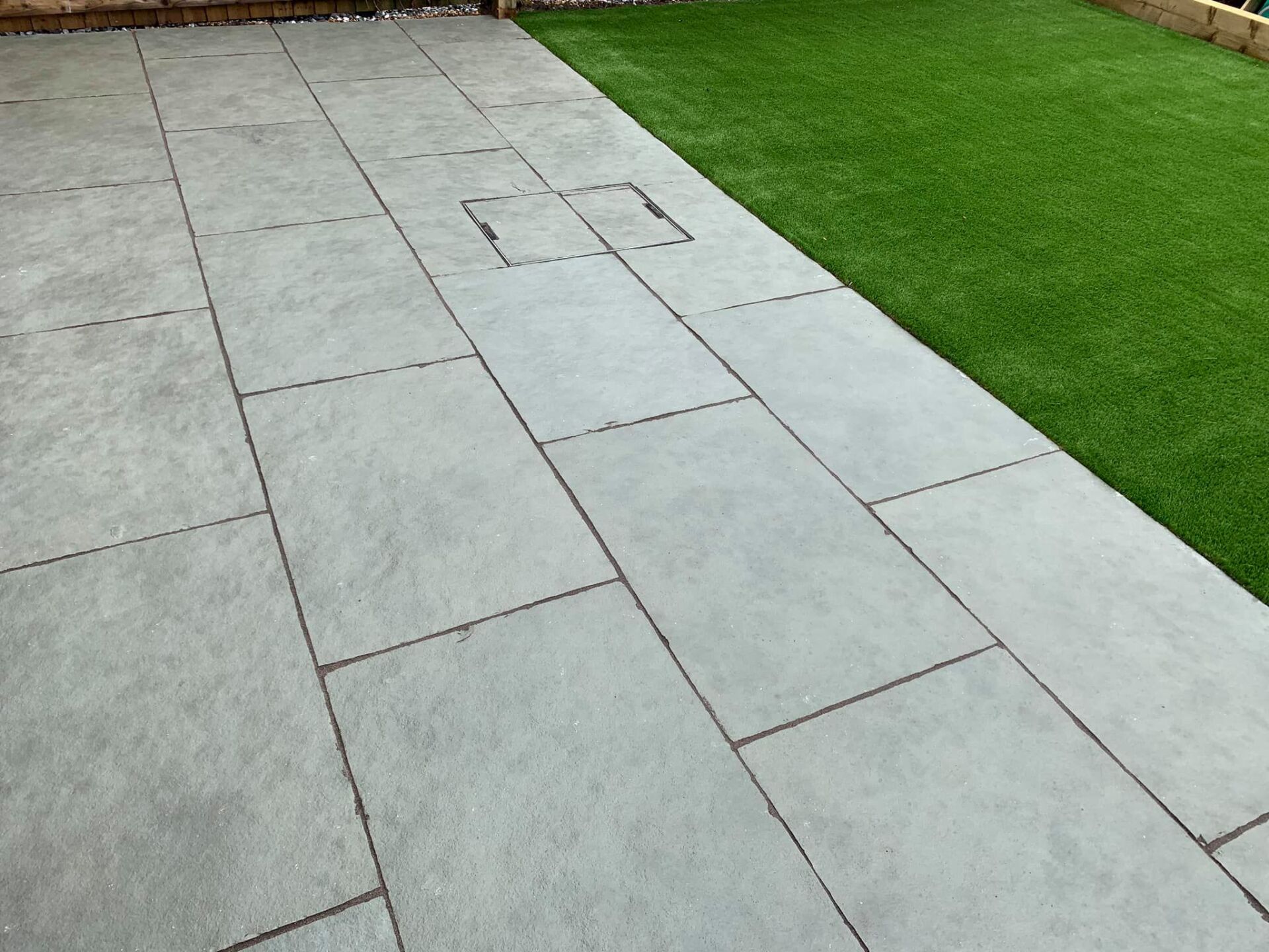 Subtle blue limestone paving