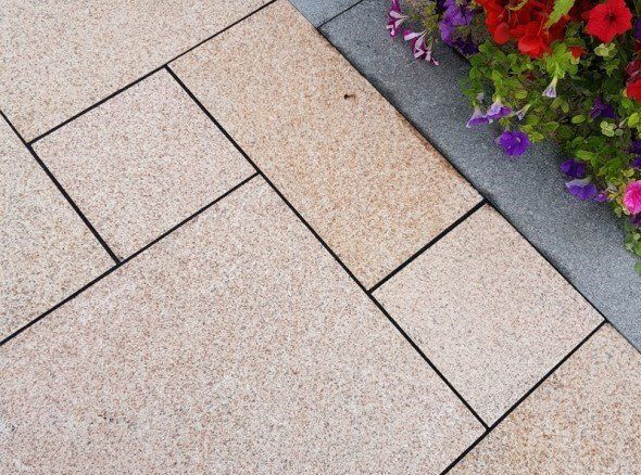 Yellow granite with dark granite edging