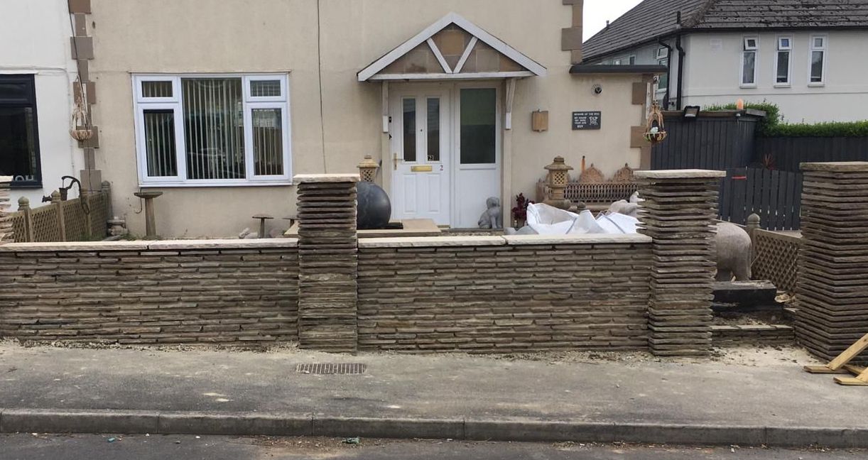 garden retaining wall installed by Paving Leeds