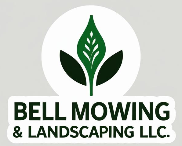 A logo for bell mowing and landscaping llc