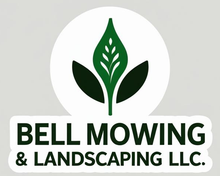 A logo for bell mowing and landscaping llc