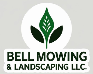 A logo for bell mowing and landscaping llc