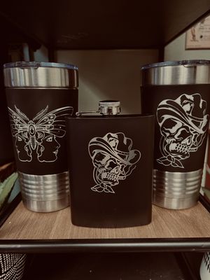 Resurrection Ink branded cups and flask set