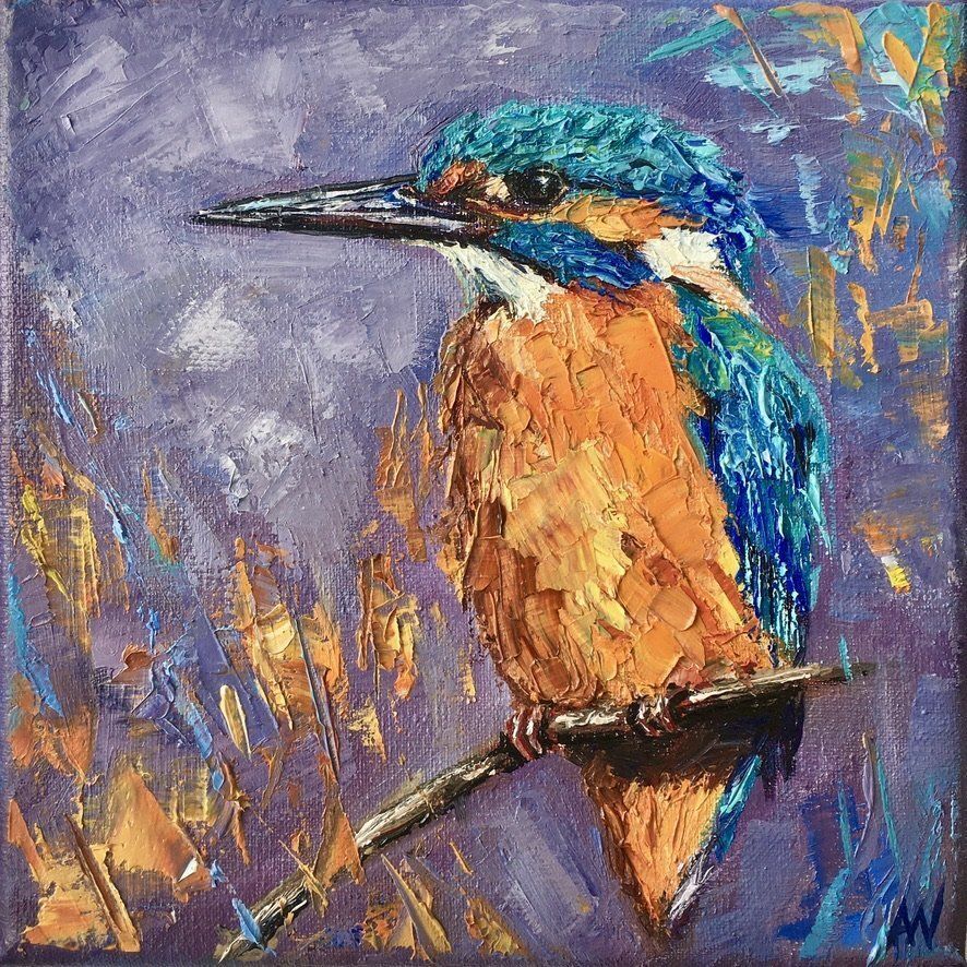 KINGFISHER ON VIOLET | Art Card