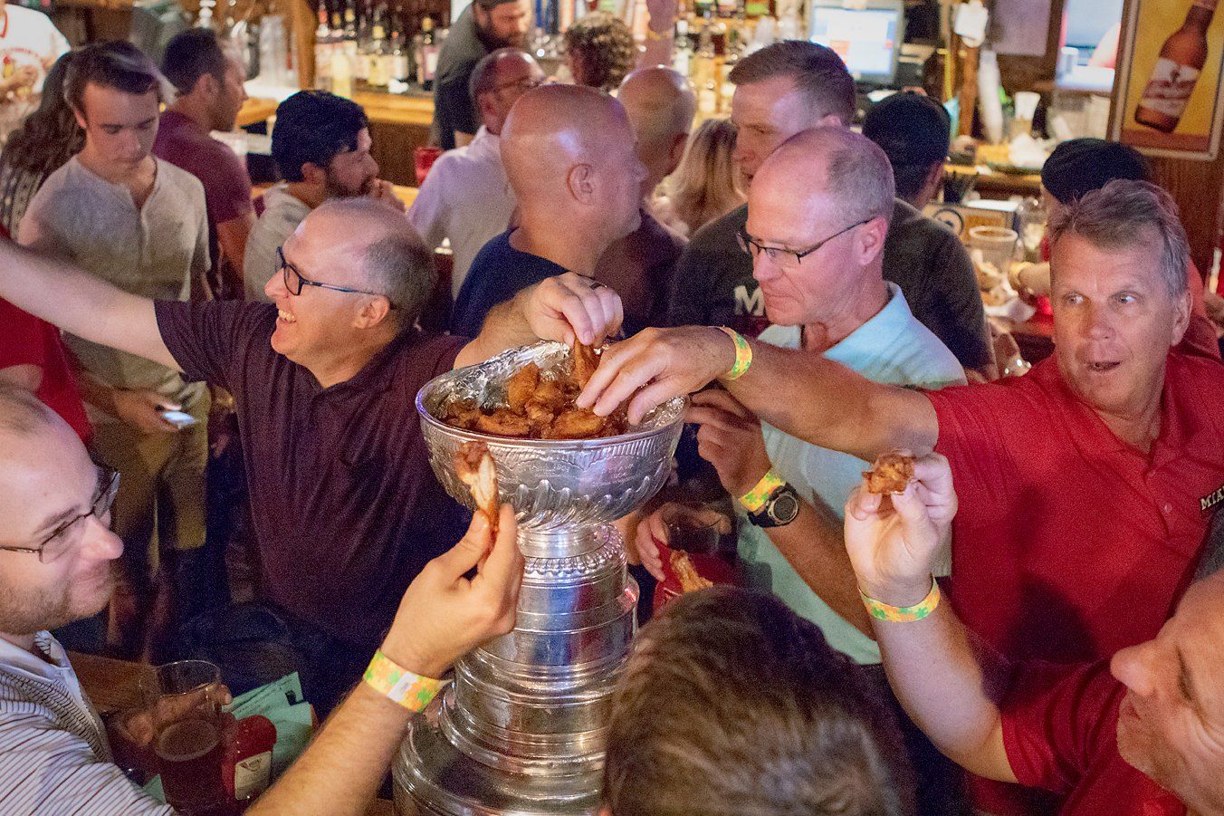 eating wings out of stanley cup