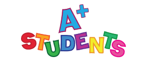 The word students is written in colorful letters on a white background.