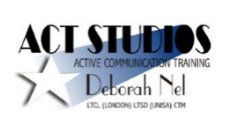 A logo for act studios active communication training