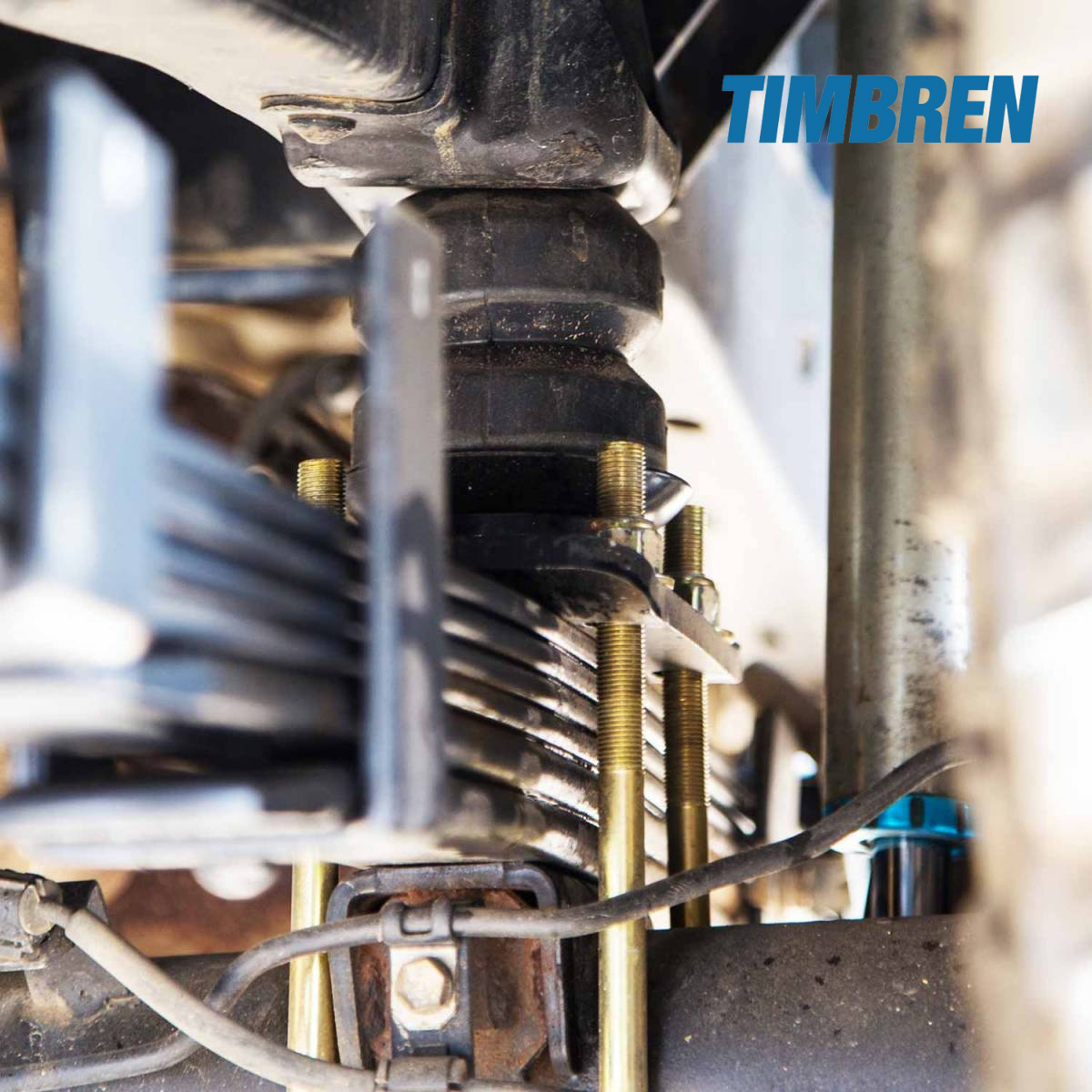 A close up of a suspension system with the word timbren on the bottom