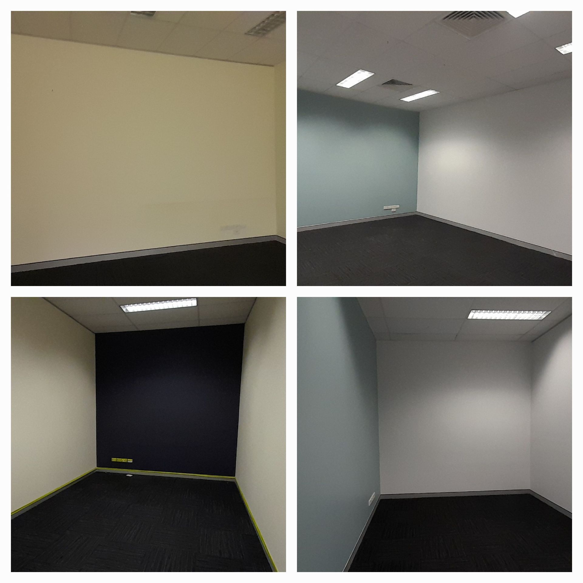 A Collage Of Four Pictures Of A Room Before And After Being Painted — McCarthys Property Services in Glenugie, NSW