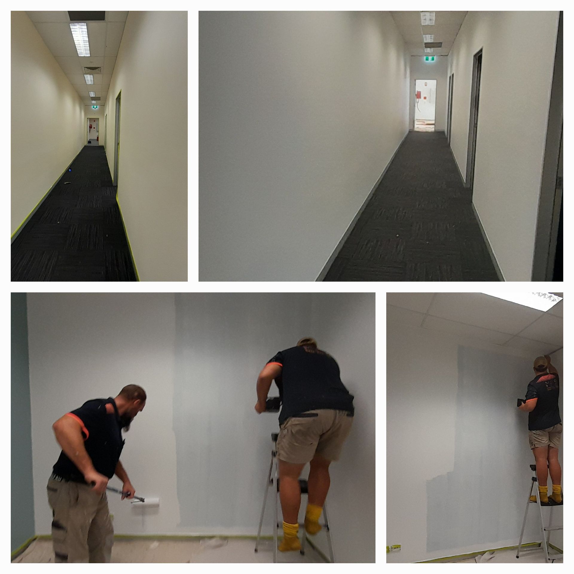 A Man Is Painting A Wall In A Hallway — McCarthys Property Services in Glenugie, NSW