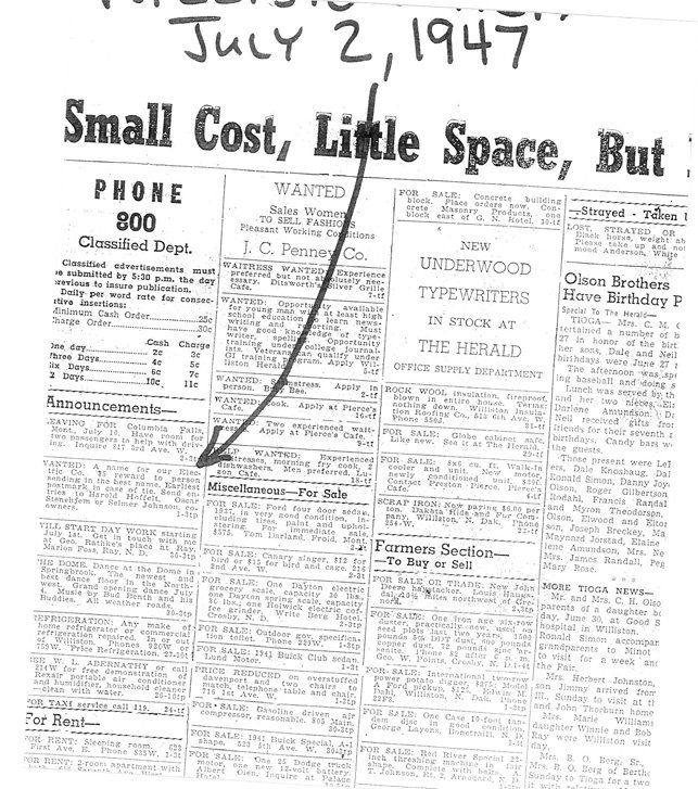 Triangle Electric in newspaper article from 1947