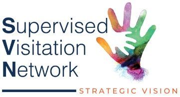 The logo for the supervised visitation network is a colorful hand.