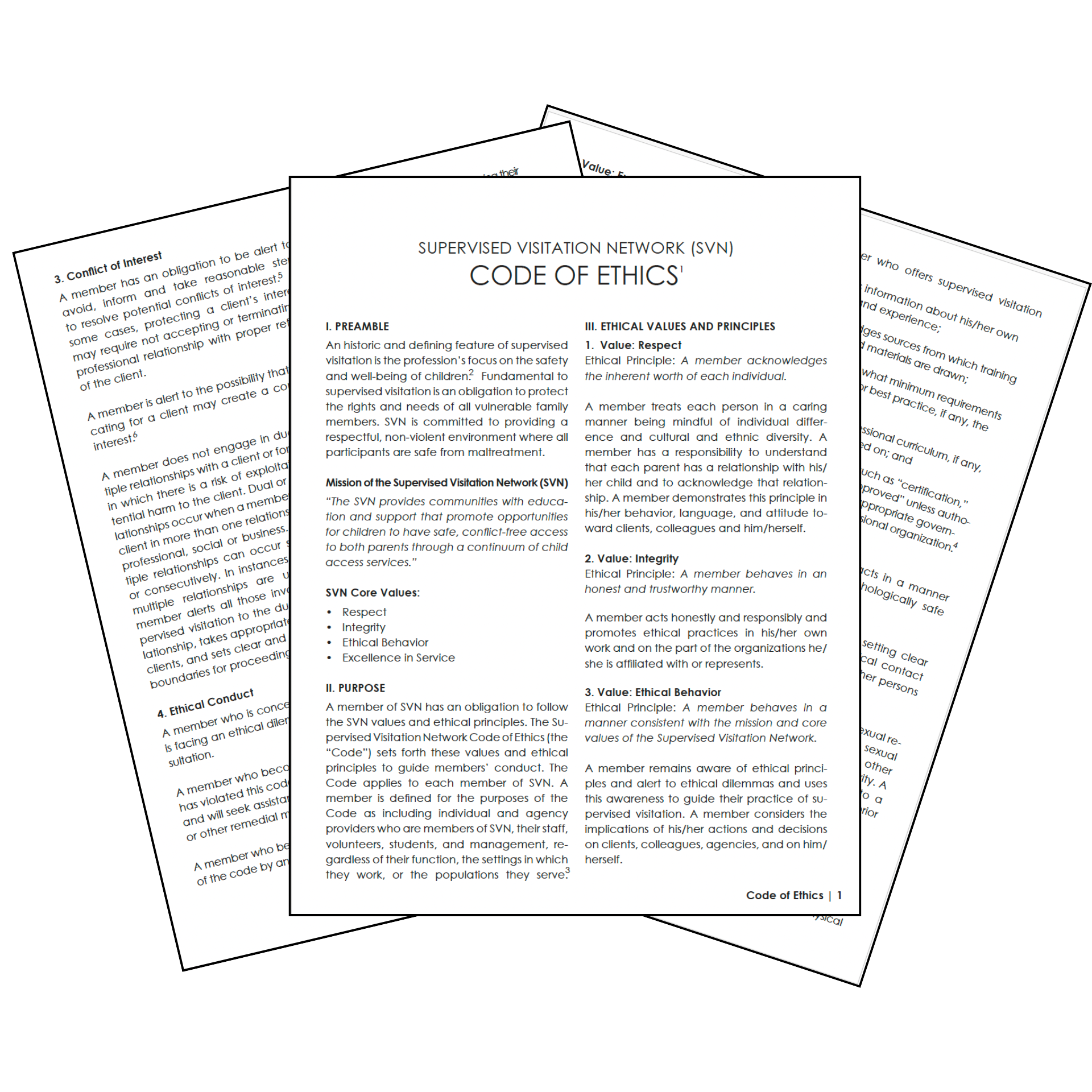 A piece of paper with the words code of ethics on it