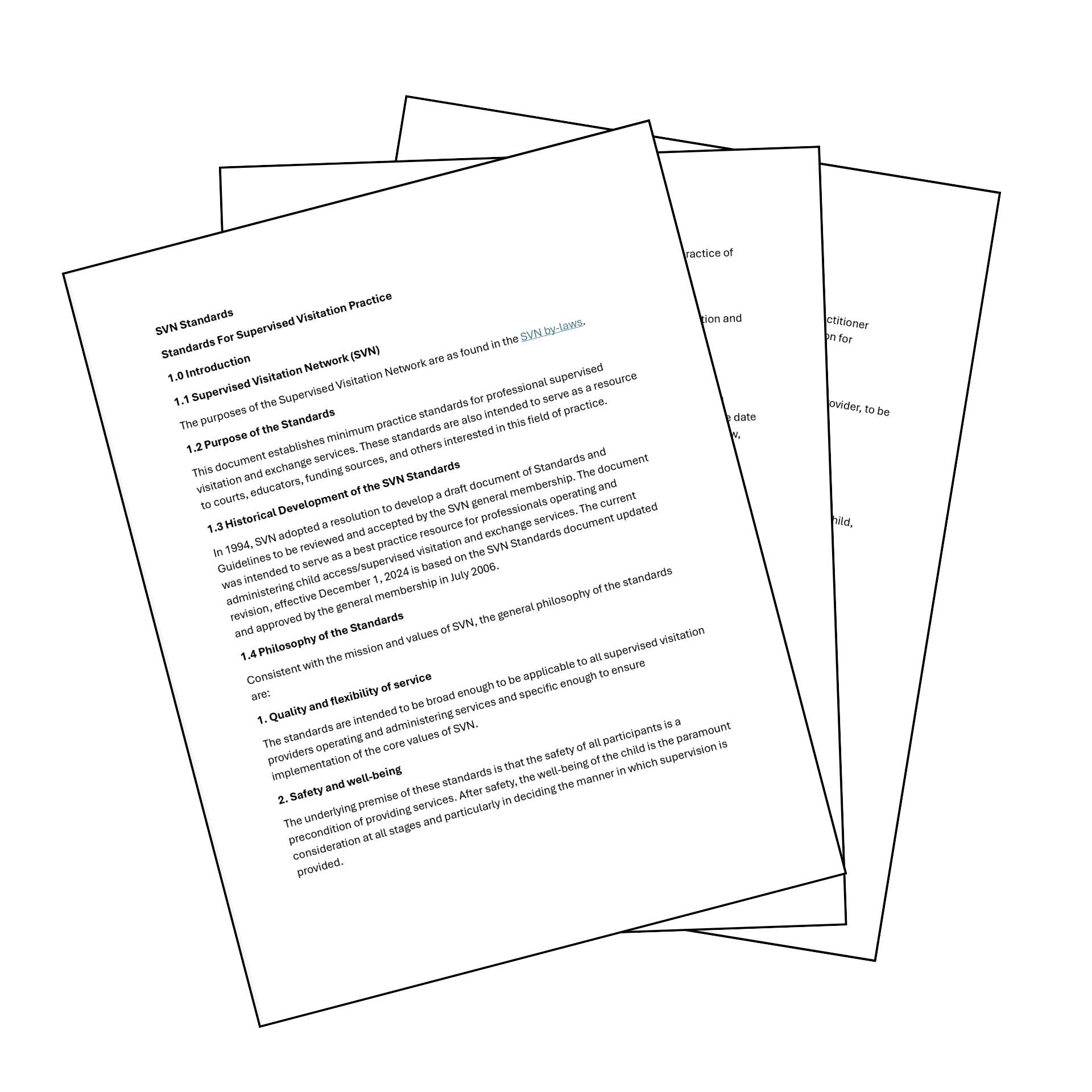 Three sheets of paper are stacked on top of each other on a white background.