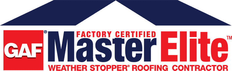 a factory certified master elite weather stopper roofing contractor logo