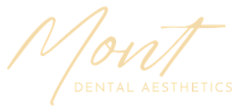Logo for Mont Dental Aesthetics featuring a light tan, handwritten-style 