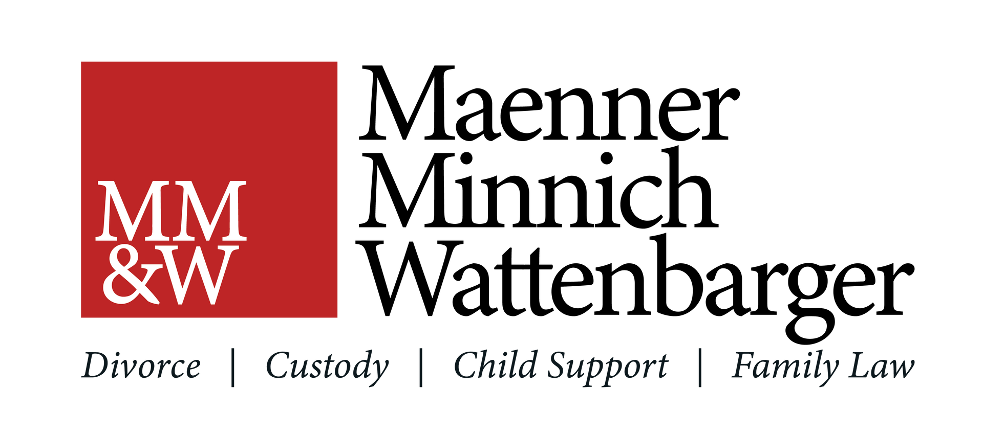 The logo for maenner minnich llc is black and white