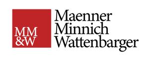 The logo for maenner minnich llc is black and white