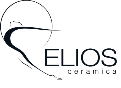 Logo per ELIOS CERAMICA, caratterizzato dal simbolo della spirale e dal testo.