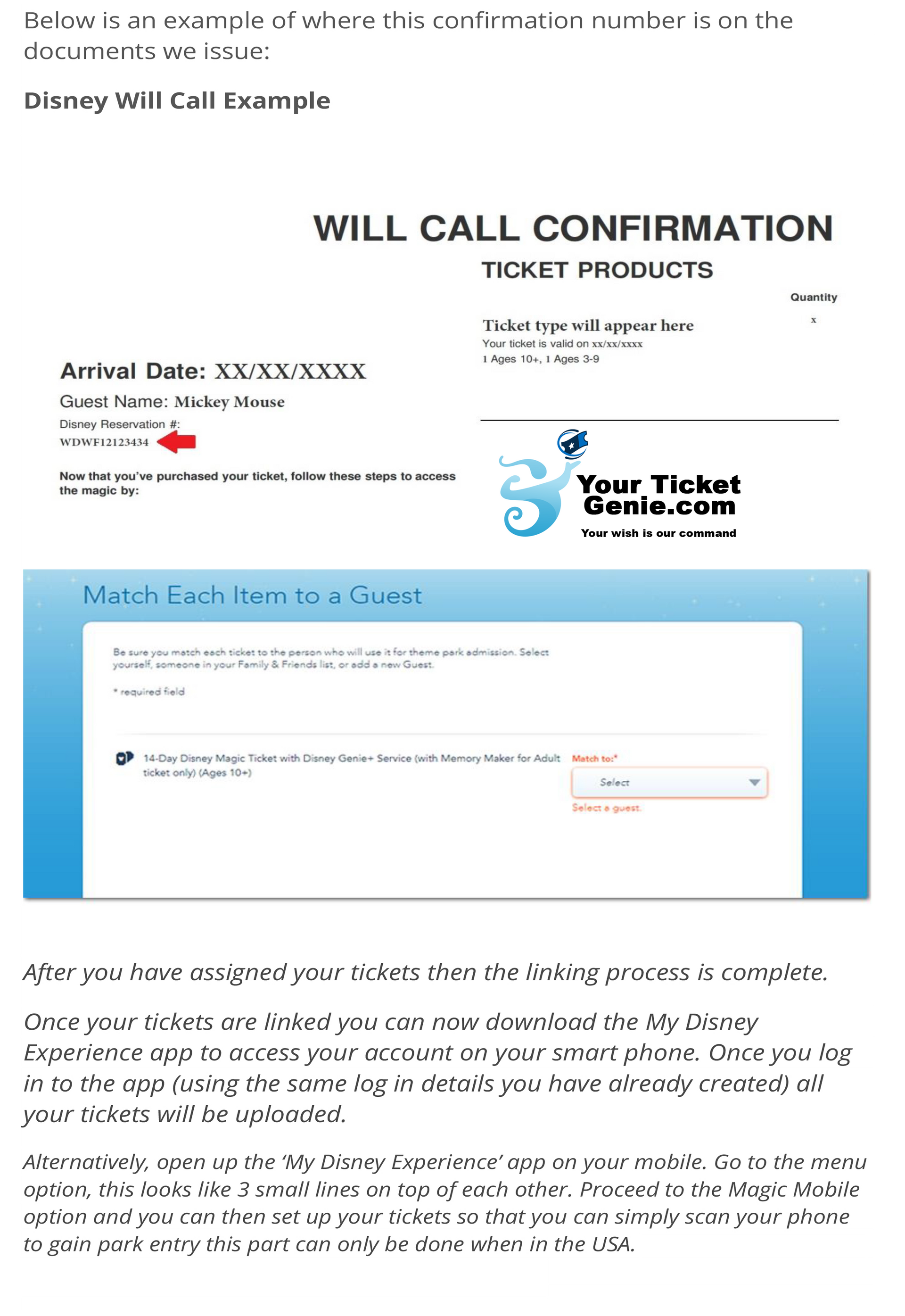 Link Disney Tickets to the My Disney Experience Account and App