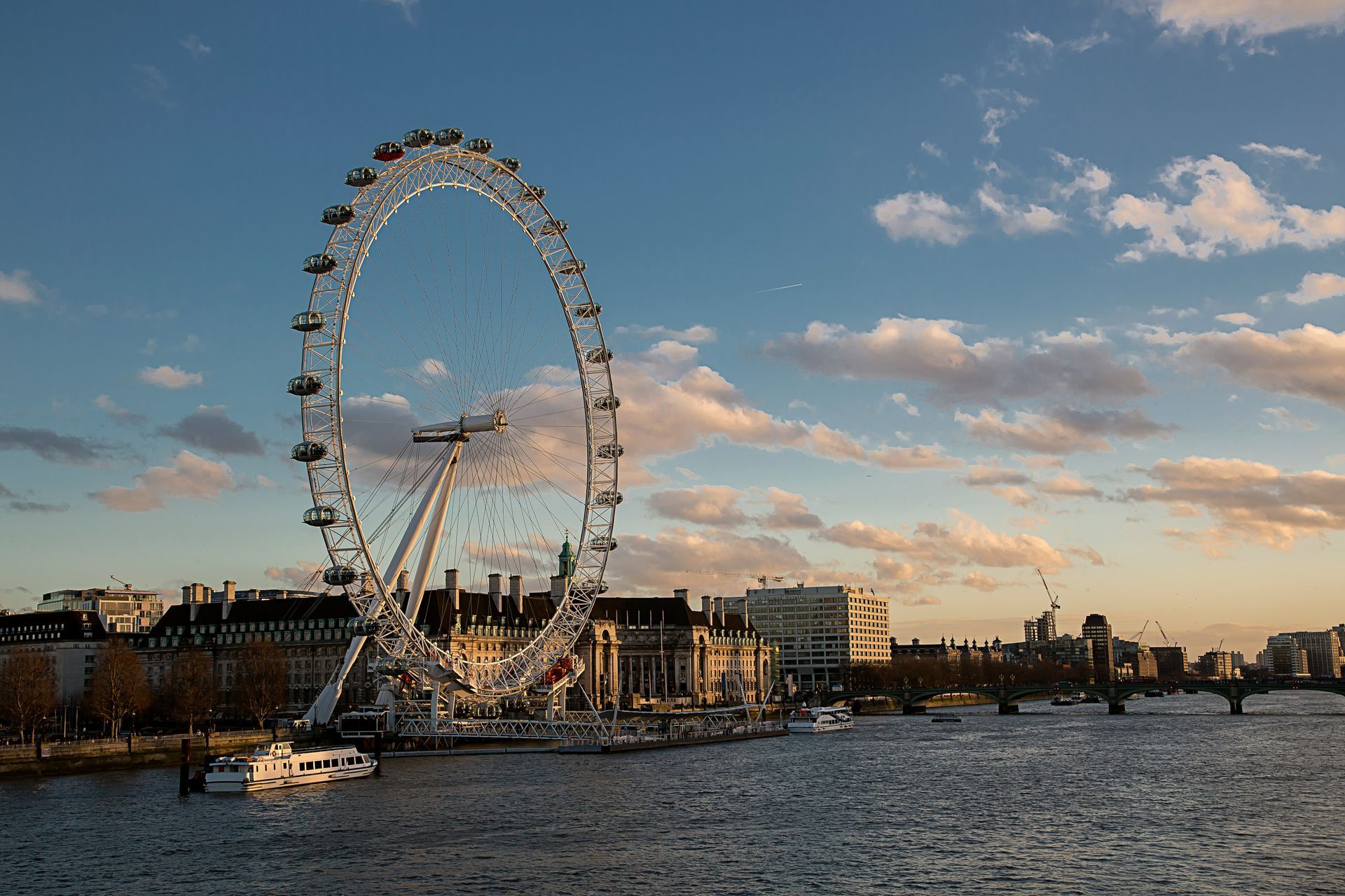 A roller coaster and a ferris wheel at an amusement park