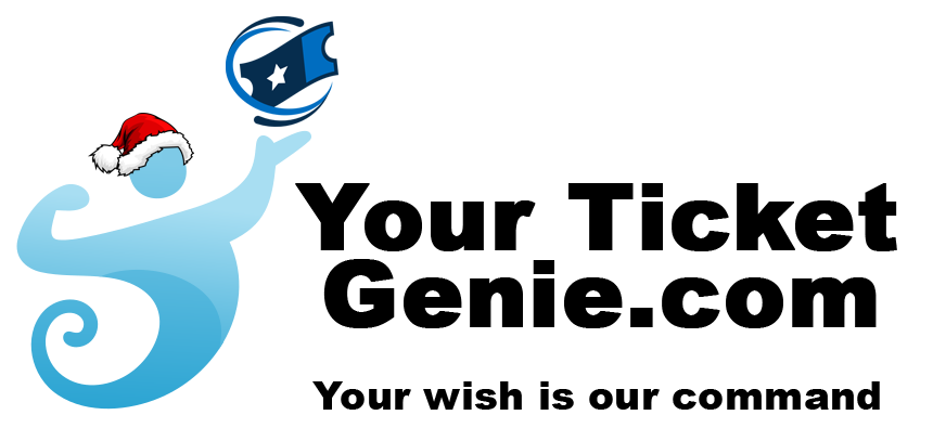 The logo for your ticket genie.com shows a ghost holding a ticket.