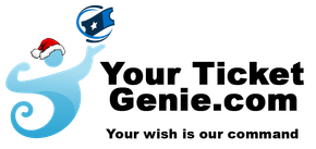 The logo for your ticket genie.com shows a ghost holding a ticket.